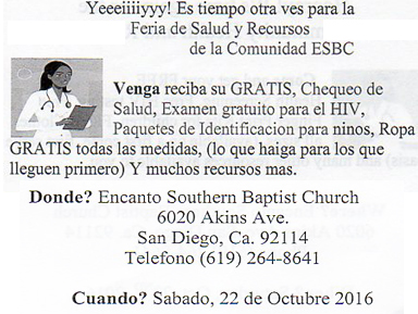 Encanto Southern Baptist Church Health Fair - Spanish